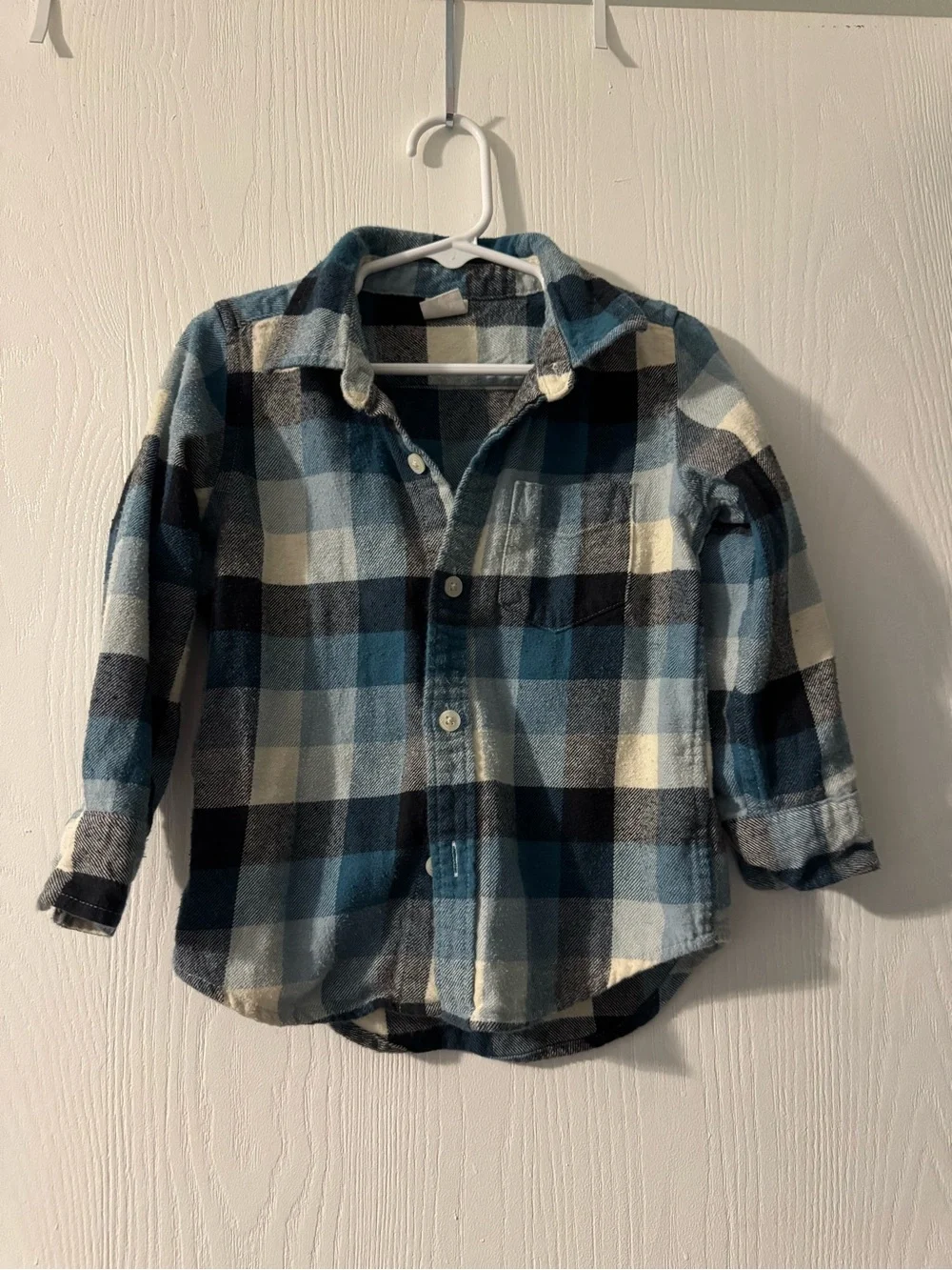 Carter's Blue Black Cream Plaid Button-Down Shirt